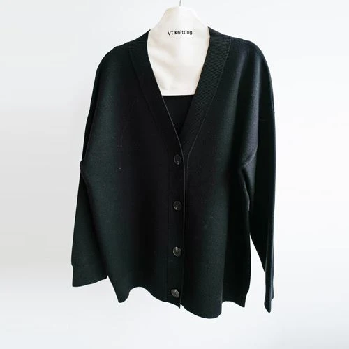 Schwarzer Woll-Cardigan für Damen