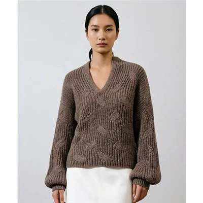 Zopfmusterpullover mit Ballonärmeln für den Herbst