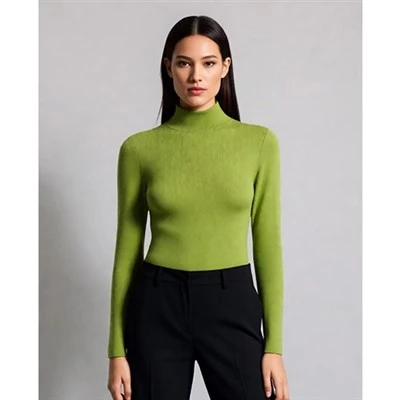 Gerippte Designer-Strick-Rollkragenpullover für Damen